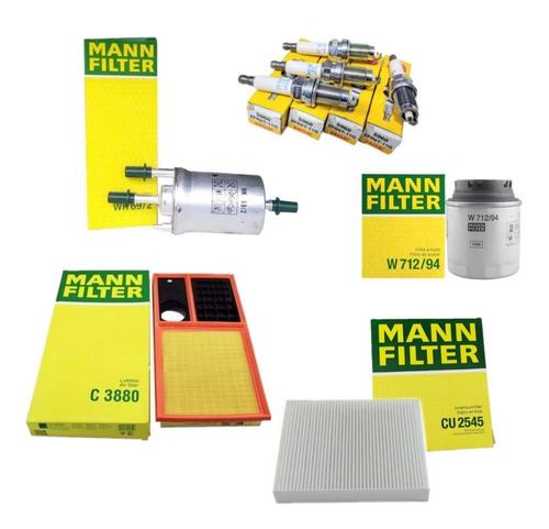 Kit Filtros Mann Filter Bujias Ngk Vw Vento 1.6 Lts 14-18