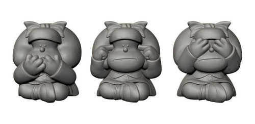 Mafalda Figuras 3 Monos Archivo Stl Para Impresion 3d 