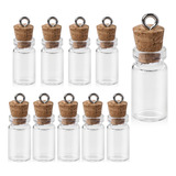 10 Mini Botellas Decorativas 2.8cm De Vidrio Con Corcho