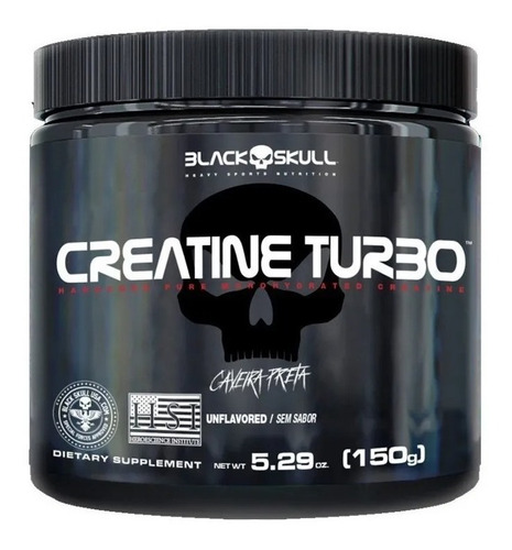 Creatina Turbo 150g Monohidratada Caveira Preta Black Skull