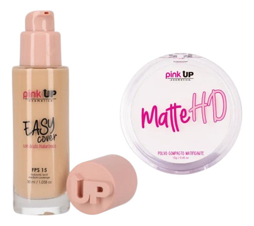 Kit Polvo Matte Hd + Maquillaje Líquido  Easy Cover Pink Up