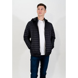 Campera Hombre Negra Abrigo Canelon Inflada Liviana