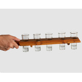 Tabla Tequilera Para Shots De Madera De Teca Incluye 5 Vasos