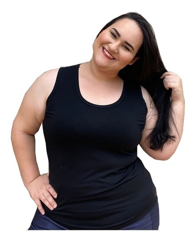 Regata Feminina Alça Larga Viscolycra Moda Verão Plus Size