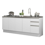 Mueble De Cocina 200cm Con Tarja Glamy Blanco