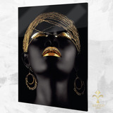  Quadro Decorativo Mulher Maquiagem Dourada Beleza 90x120
