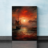 Quadro Decorativo Pequeno Sala Quarto 30x45 Navio Pirata 02