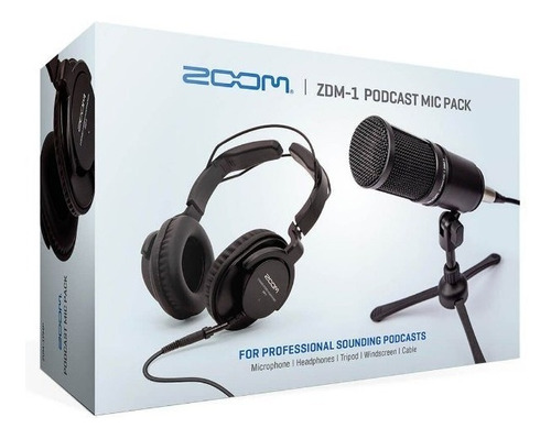 Kit Para Podcast Zoom Zdm-1 Pmp Podcast Mic Pack + Cor Preto