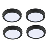 4 Pack Lámparas De Sobreponer Plafón Negro 12w Luz Cálida