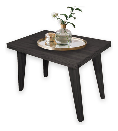 Mesa Ratona 80 Arrime Auxiliar Moderna Pata Inclinada Madera Color Negro