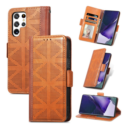 Funda De Piel Para Teléfono Samsung S22 Con Soporte Anticaíd