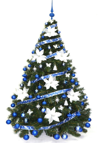 Árbol De Navidad Premium 2,10 Con Adornos Azul. Sheshu!!!