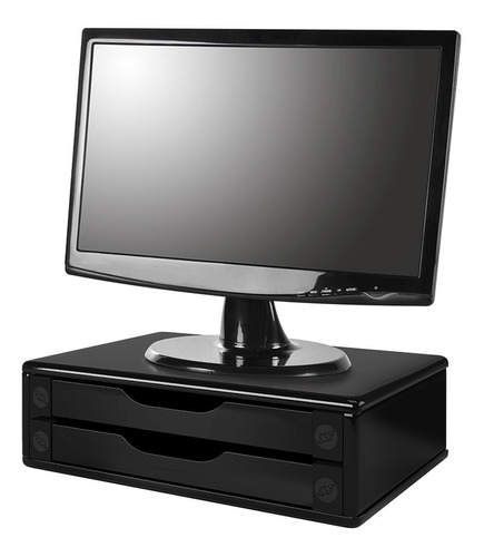 Suporte Para Monitor 2 Gavetas Preto   Souza 1015686