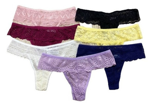 Calcinha String Fio Dental Rendinhas Luxo Lingerie Sex Kit 3