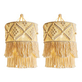 2x Nórdico Tejido De Algodón Macrame Lámpara Sombra Boho