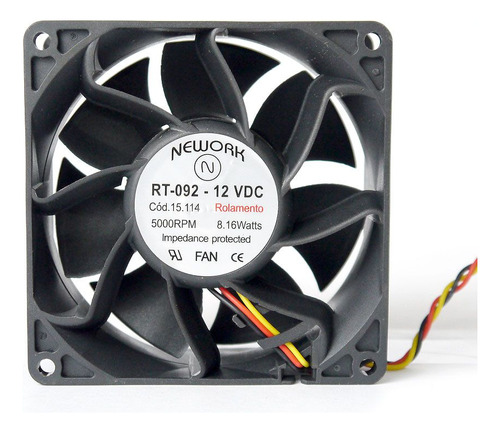 Miniventilador 92x92x38 12 Vdc Nework Código 15.114