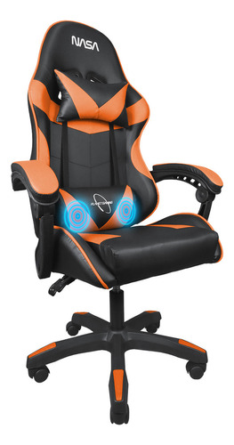 Silla Gamer Nasa Escritorio Ergonómica Ajustable Masajeadora Color Naranja Material Del Tapizado Cuero Sintético Pu