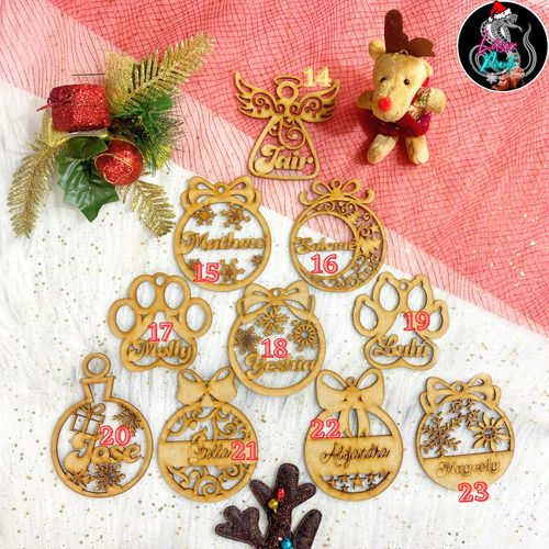 Bolas Navideñas B Madera Mdf Personalizadas Pack X 6