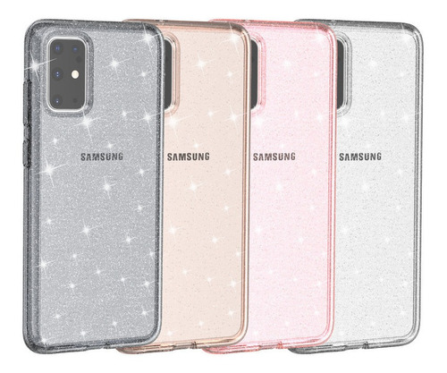 Funda Para Samsung Carcasa Celular Transparente Purpurina