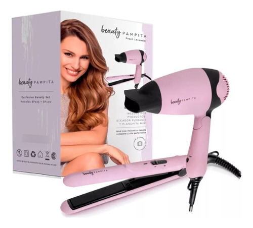 Set De Viaje Secador 1200w + Planchita Beauty Pampita 