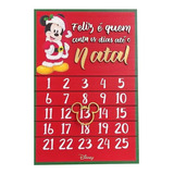 Quadro Madeira Calendário Mickey Natal Disney