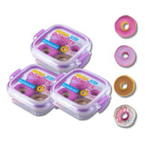 Kit 3 Borracha Lancheira Mini Donuts Pote 4 Unid. - Tilibra
