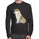 Camiseta Algodão Cachorro Shiba Inu Longa