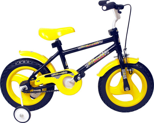 Bicicleta Paseo Infantil Liberty 017 R12 Color Negro/amarillo Con Ruedas De Entrenamiento  