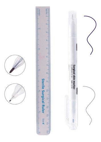 Caneta Para Marcação Cirurgica Ponta Dupla Fina E Grossa 