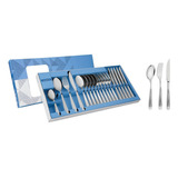 Juego Cubiertos Tramontina Acero Inox Cuchillos Asado 24 Pzs Color Plateado