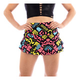 Short Malhar Academia Suplex Saia Estampado Plussize