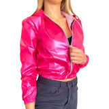 Campera De Mujer Bomber Corta Crop Rompeviento Impermeable 