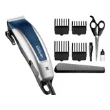 Cortador De Cabelo Lenoxx Max Style Pcm775 Prata E Azul 110v Com Acessórios