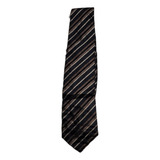 Corbata Hugo Boss Negro Lineas Café Seda