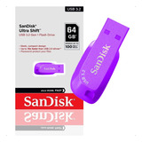 Pendrive Sandisk Ultra Shift 64gb 3.2 Gen 1 Rápido Roxo