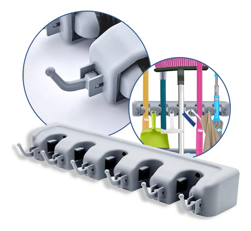 Suporte Multiuso 6 Posições Porta Vassoura Rodo Chave Oferta