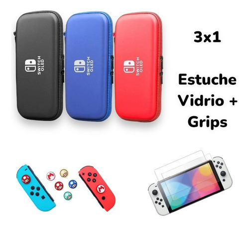 Estuche Nintendo Switch Oled Funda Case + Vidrio Templado