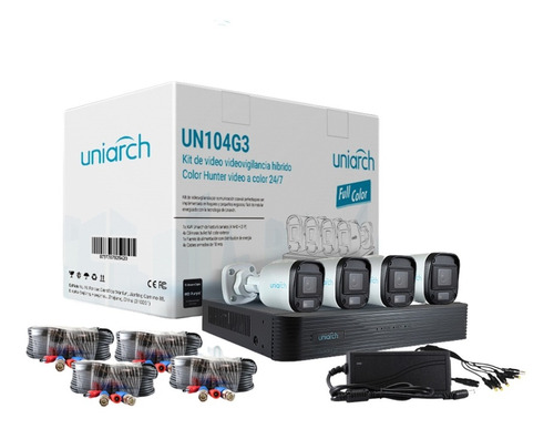 Kit Cctv Uniarch 4 Camaras Bala 2 Mp Full Color Exterior