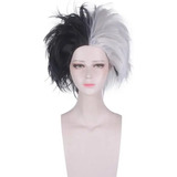 Peluca Cruella De Vil Deville De 30 Cm Para Cosplay, Pelo Pa