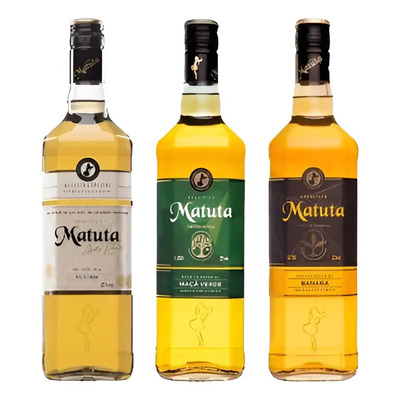 Kit Cachaça Matuta Litro Mel, Green Apple E Flor De Banana | Frete grátis