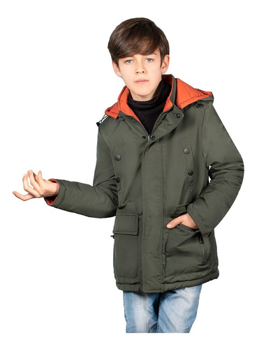 Chamarra Niño Greenlander Pol8135 Parka Doble Vista Larga