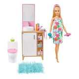 Juego De Muebles De Baño Y Muñeca Barbie Con Muñeca Barbie (