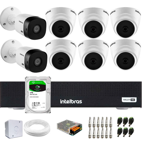 Kit 8 Câmeras Intelbras Vhl 1220, Dvr 8ch 3008-c, Hd 1tb 