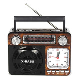 Rádio Relógio Portátil Retro Bluetooth Vintage Fm Am Sw Usb