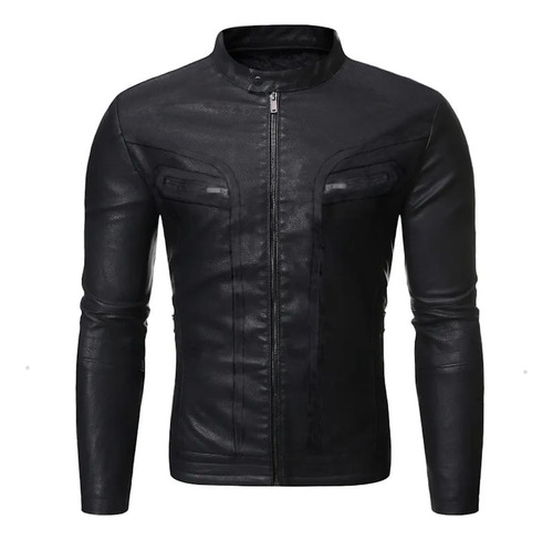 Jaqueta De Couro Motoqueiro Masculina Impermeável Slim Top