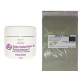 Argila Pura Verde 500g E Creme Nano Botox Ác. Hialurônico 