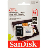Memoria Micro Sd 32 Gb Sandisk Con Adapt Sd Clase 10 100 Mb