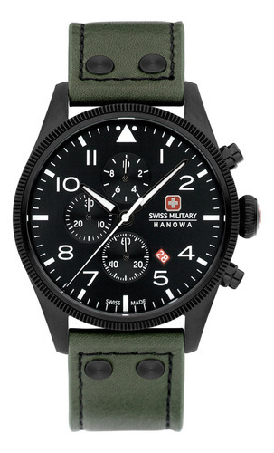 Reloj Swiss Military Smwgc0000430 Para Hombre Cronografo Color De La Malla Oliva Color Del Bisel Negro Color Del Fondo Negro