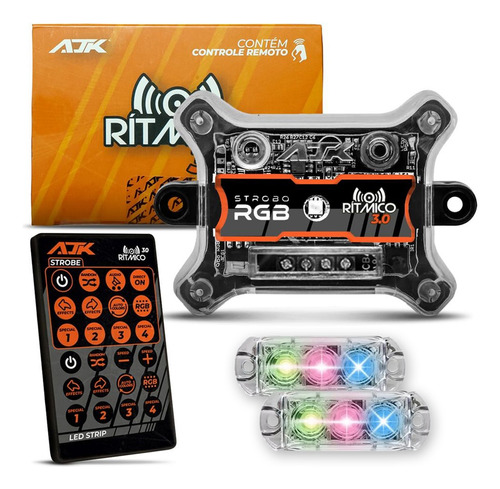 Kit 2 Faróis Strobo Rgb Rítmico 3.0 Ajk 2 Faróis Leds 6w