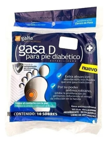 Gasa D Para Pie Diabetico  Esterilizada 10 Piezas